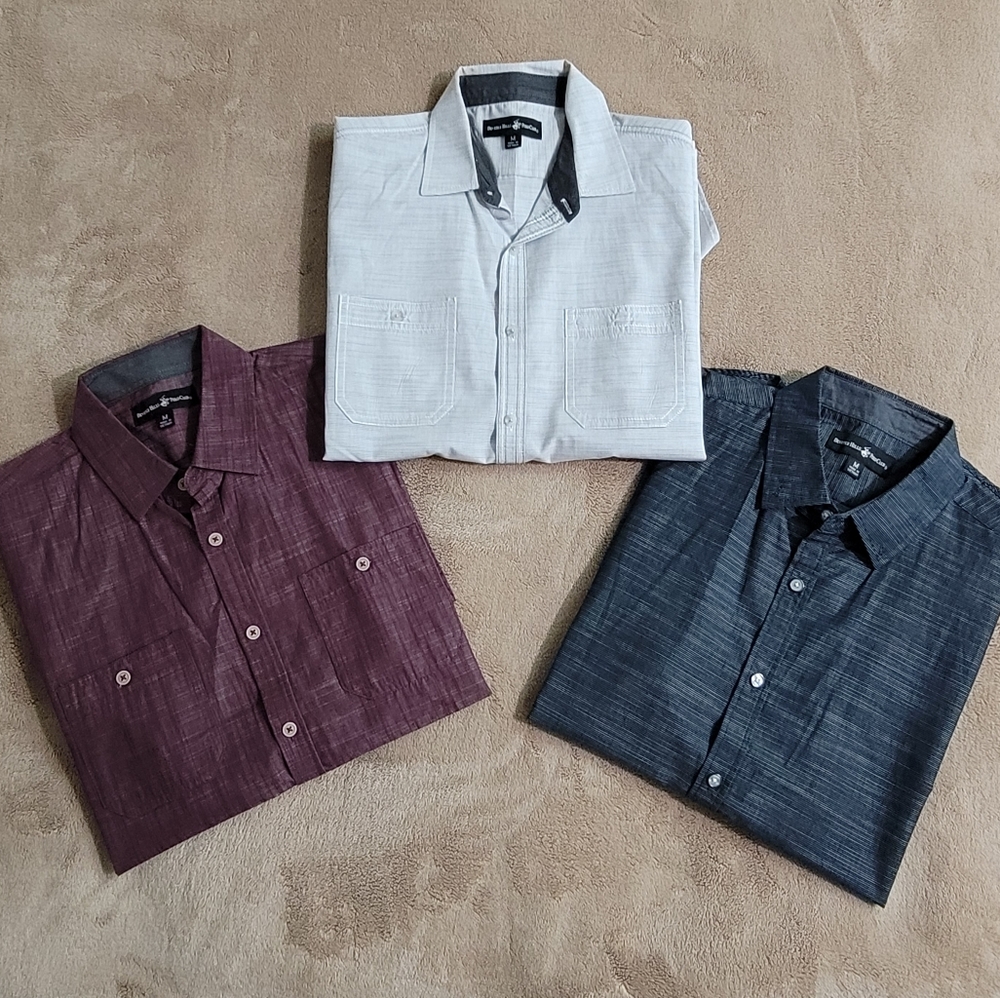 Bundle of 3 Beverly Hills Polo Club Short Sleeve Button Front Shirts